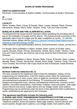 Fire Alarm Installation Scope of Work