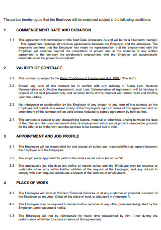 Fixed Term Employment Contract