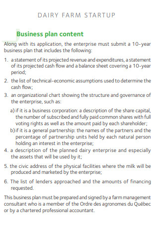 business plan for a small dairy farm