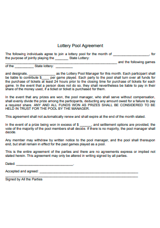 Formal Lottery Pool Agreement