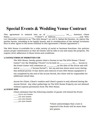 Formal Wedding Event Contract