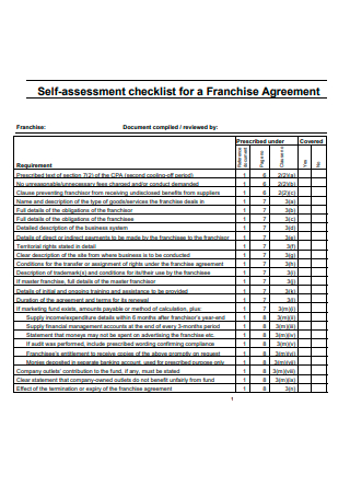Franchise Agreement Self Assessment Checklist