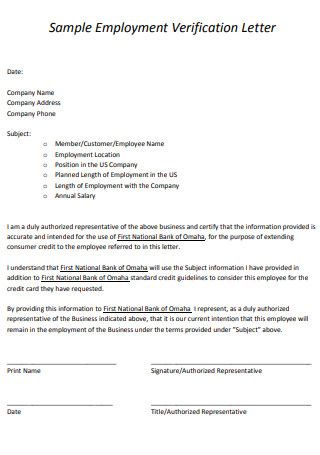 Free Employment Verification Letter