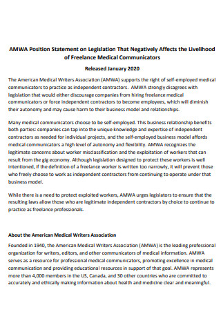 Freelance Medical Communicators Position Statement