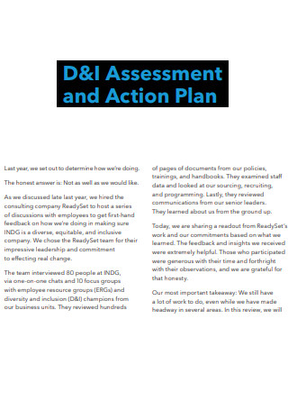 General Assessment Action Plan