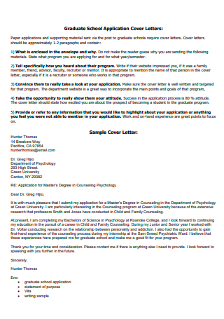 Graduate School Application Cover Letter