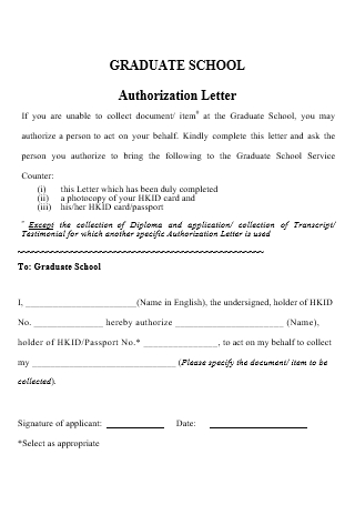 Graduate School Authorization Letter