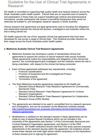 Guideline of Clinical Trial Agreements in Research