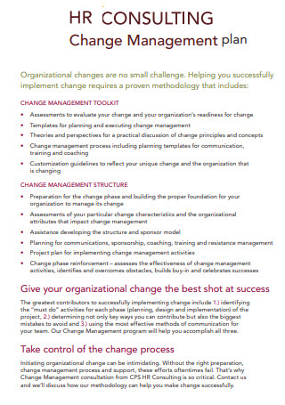 HR Consulting Change Management Plan
