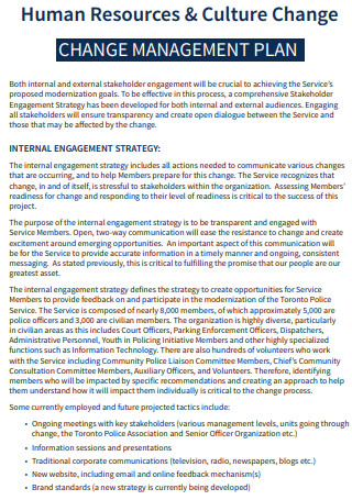 HR Culture Change Management Plan