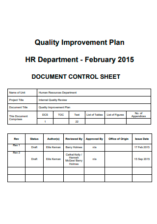 HR Department Quality Improvement Plan