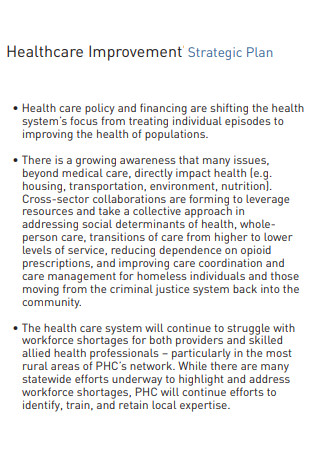 Health Care Improvement Strategic Plan