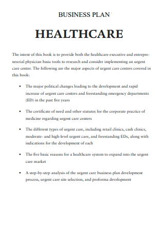 Healthcare Business Plan Example