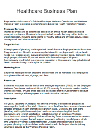 healthcare business plans