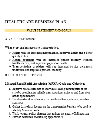 Healthcare Business Plan in DOC