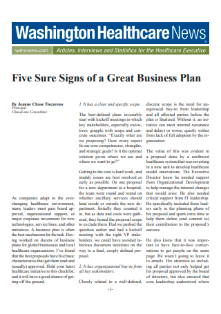 Healthcare Business Plan in PDF