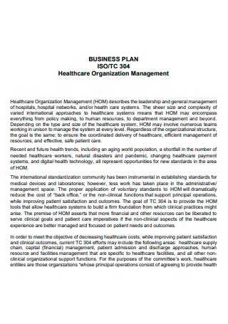 healthcare business plan examples pdf