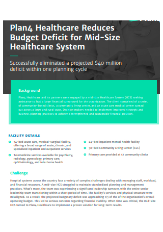 Healthcare Reduces Business Planning