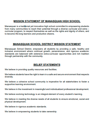 High School Mission Statement