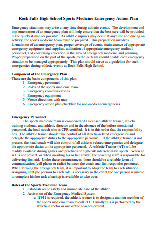 High School Sports Medicine Emergency Action Plan