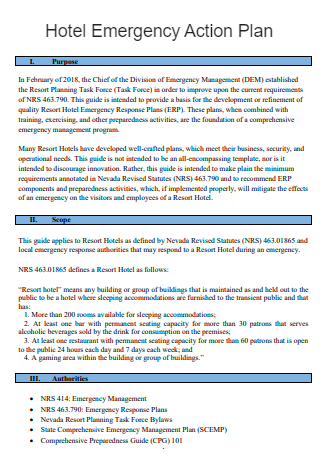 Hotel Emergency Action Plan in PDF