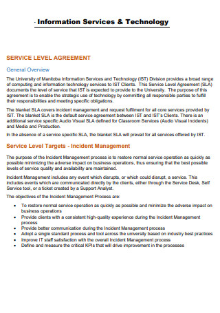 IT Service Level Agreement