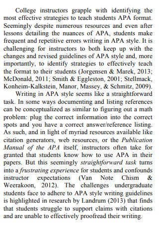 Instructional Strategies to Improve College Students APA Style Writing