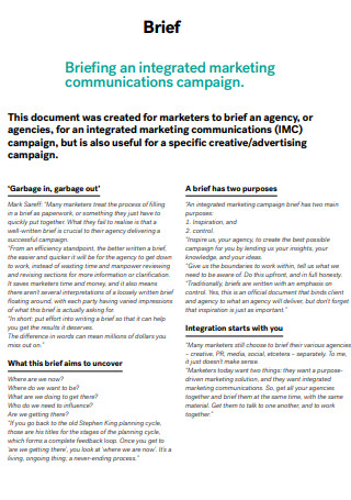 Integrated MarketingCommunications Campaign Brief