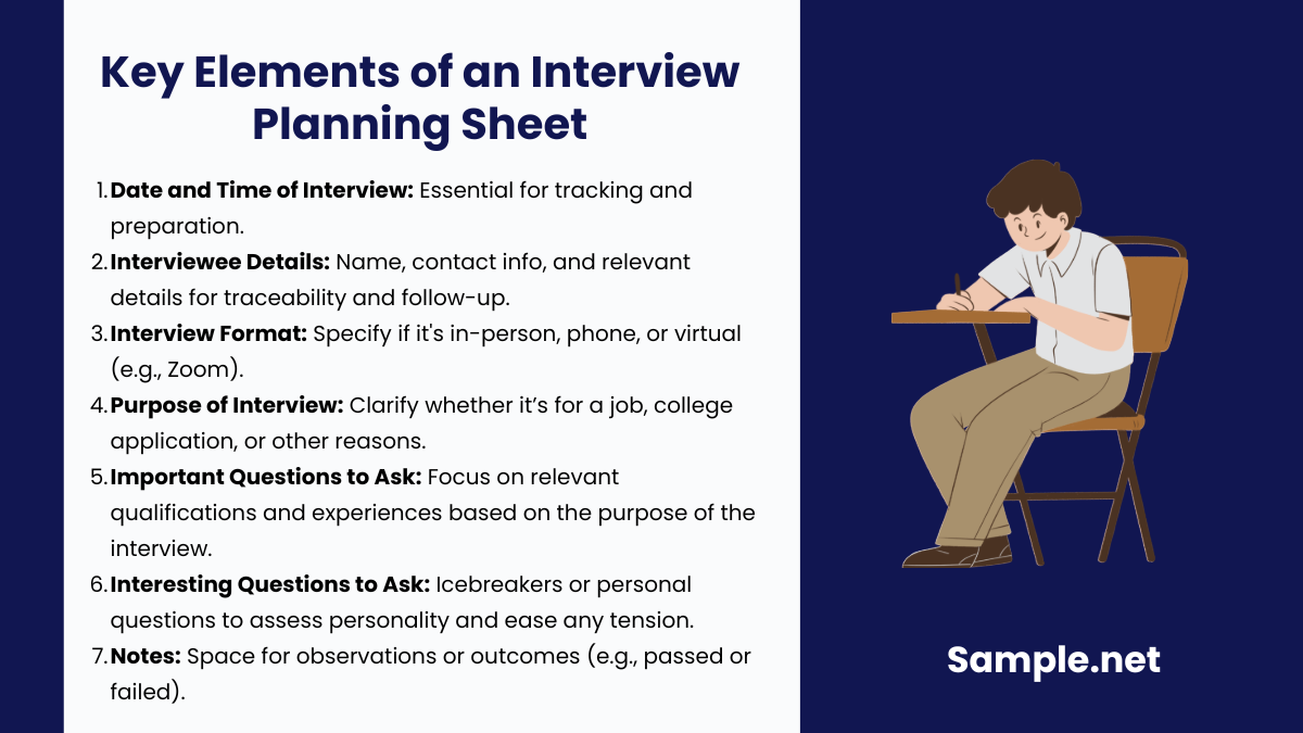 Key Elements of an Interview Planning Sheet