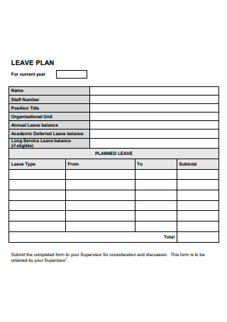 Leave Plan Format