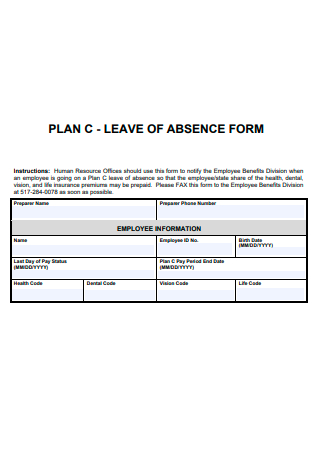 Leave of Absence Form Plan