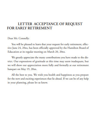 Letter of Early Retirement