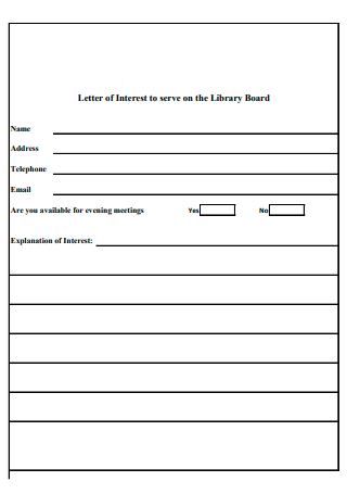 Letter of Interest to Serve on the Library Board