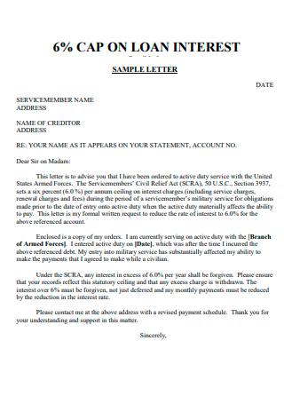 Letter of Loan Interest