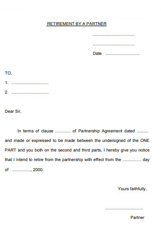 Letter of Retirement From Partner