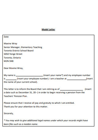 Letter of Retirement from Elementary Teaching