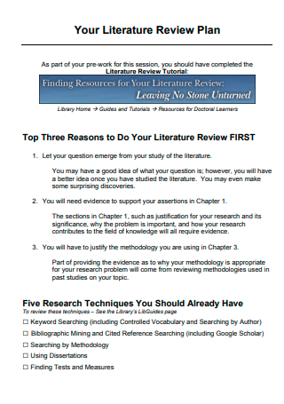 Literature Review Plan