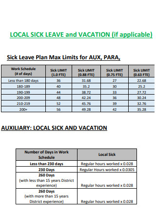 Local Sick Leave Plan