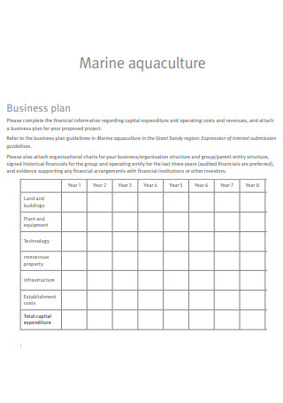 Marine Aquaculture Business Plan