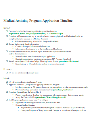 Medical Assisting Program Application Timeline