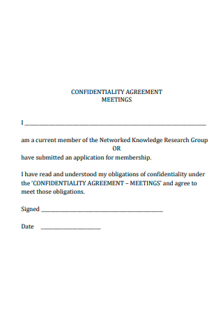 Meeting Confidentiality Agreement Example