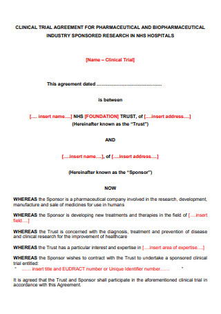 Model Clinical Trial Agreement