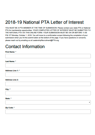 National Letter of Interest