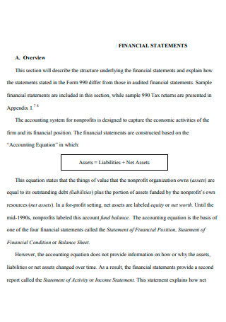 Non Profit Financial Statements in PDF