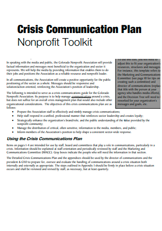 Nonprofit Crisis Communication Plan Example