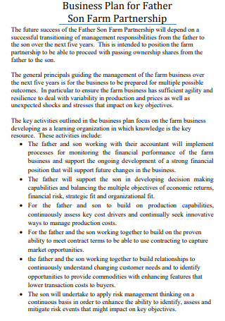 Partnership Business Plan for Farm