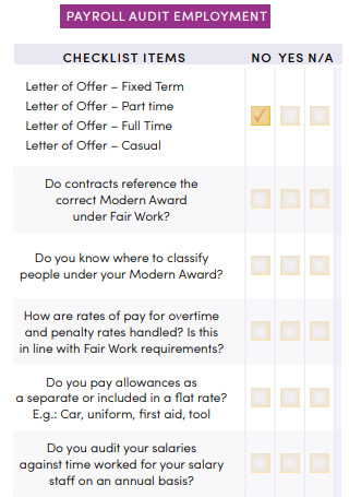 Payroll Audit Employment Checklist