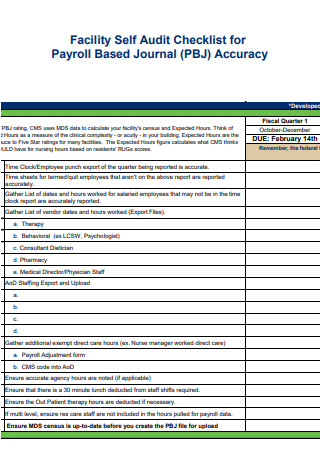 Payroll Facility Self Audit Checklist