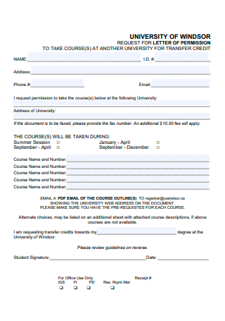 Permission Course Request Letter