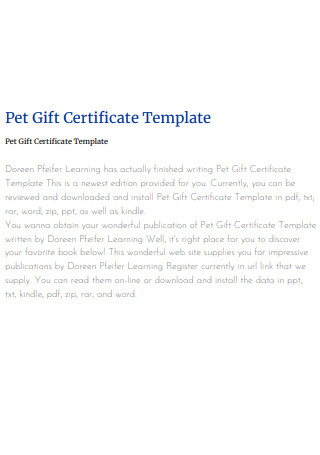 Pet Gift Certificate Template